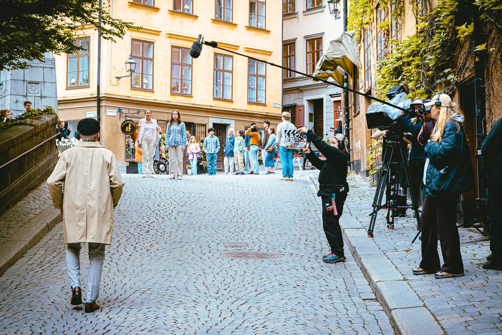 Filminspelning i Gamla stan i Stockholm.